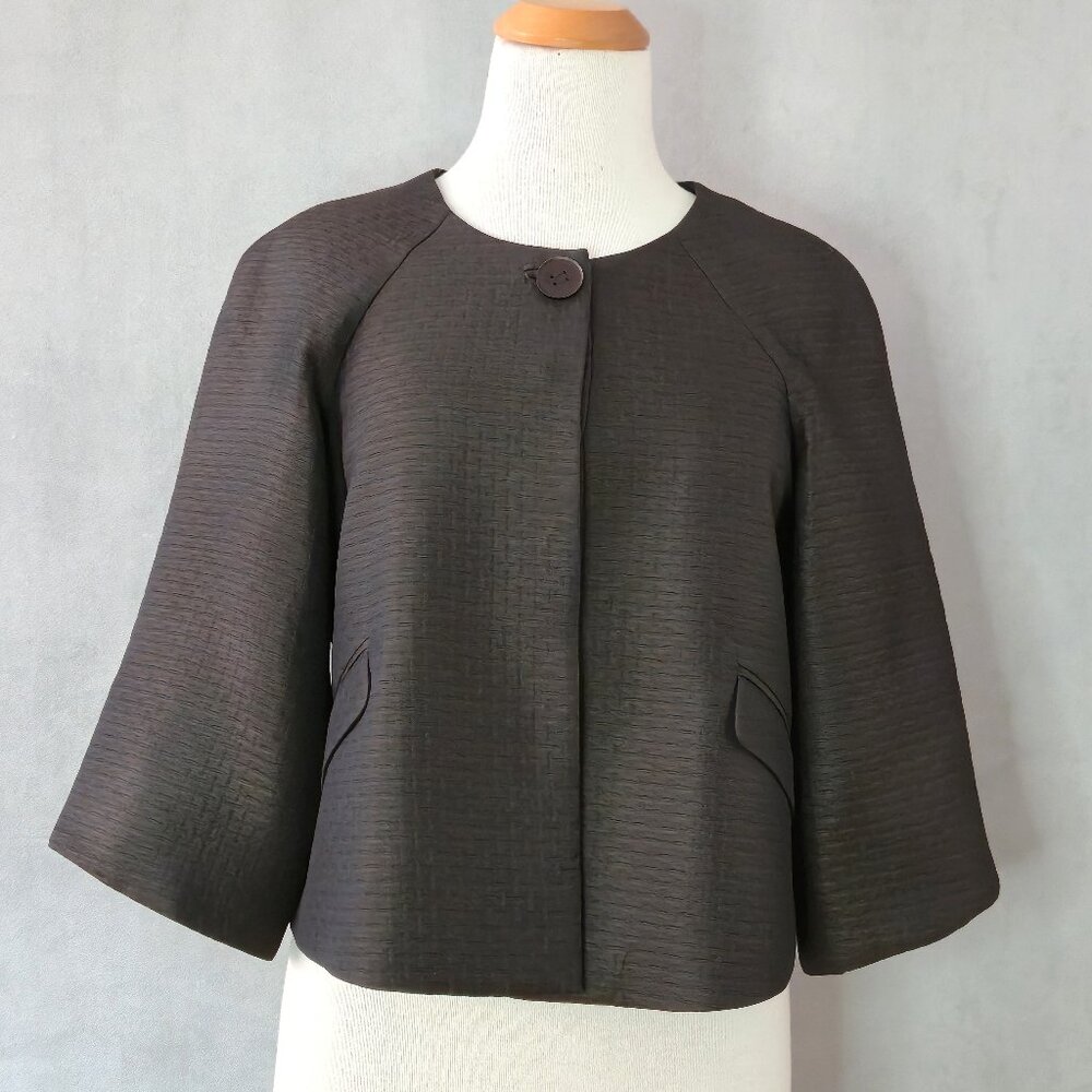 Unique Basket-Weave Illusion Jacket | Bronze & Blue | Raglan Sleeve | Handmade